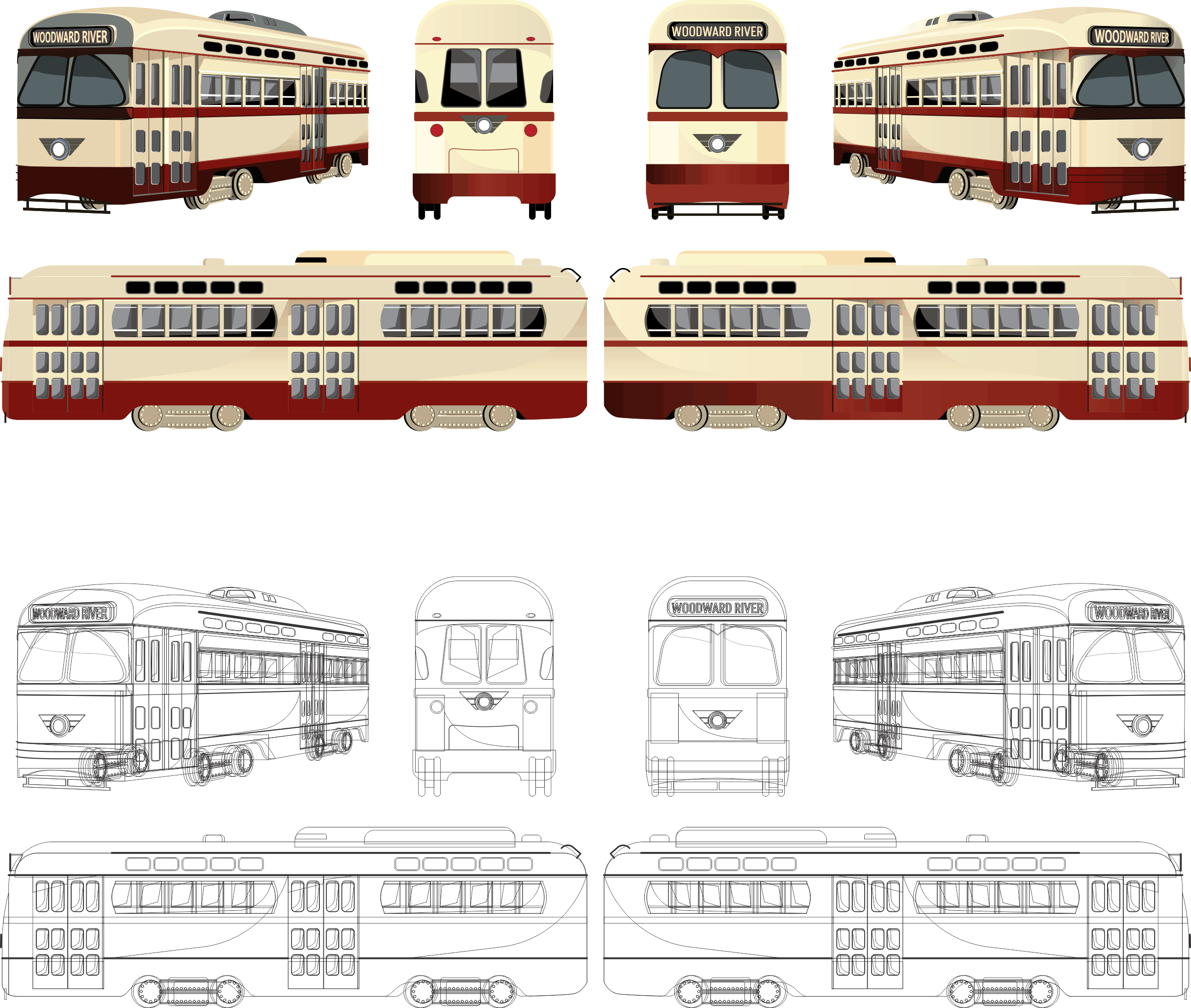 1945 Pcc Streetcar Full Stencil Svg Design File Free Vectors